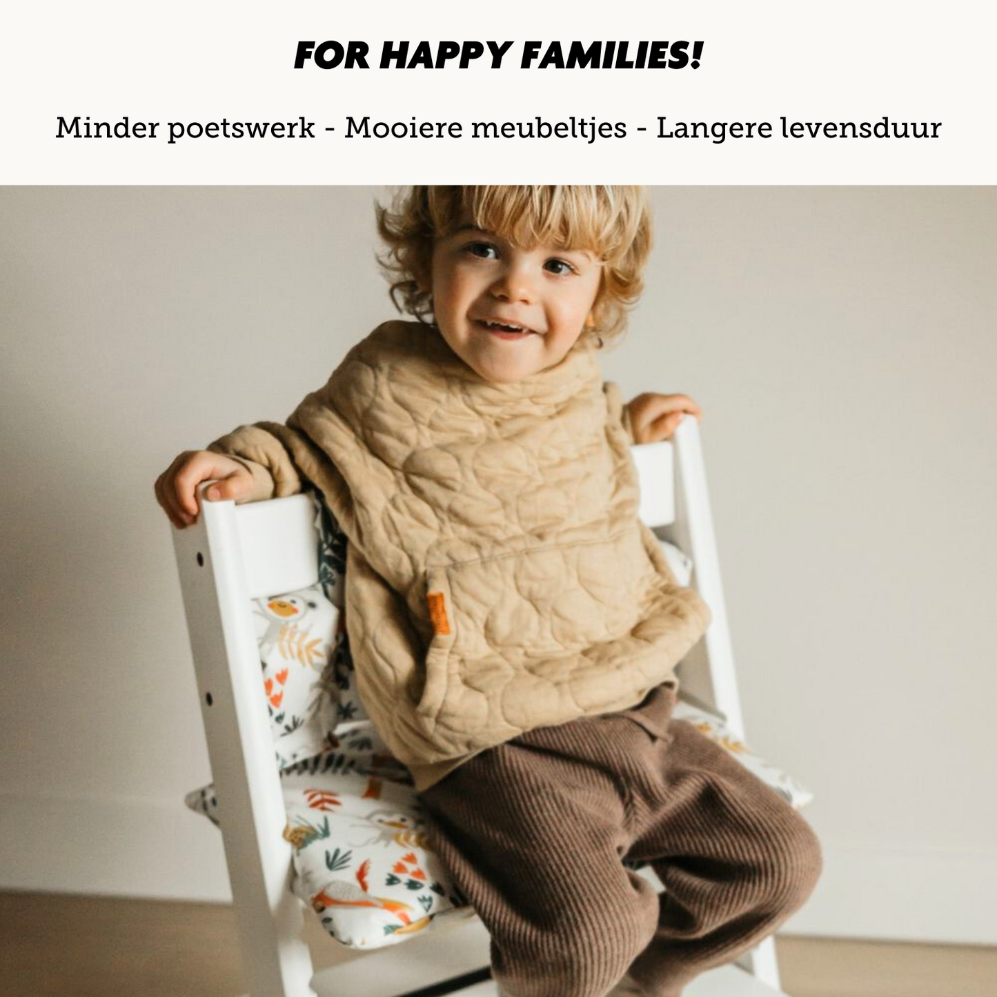 Tripp Trapp Kussen | Wit Aap | Geplastificeerd