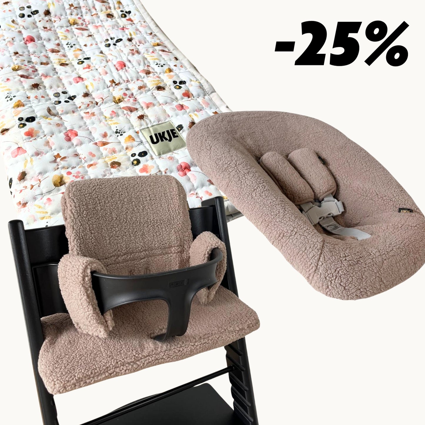 Pakketdeal | Teddy taupe + speelkleed bloemen