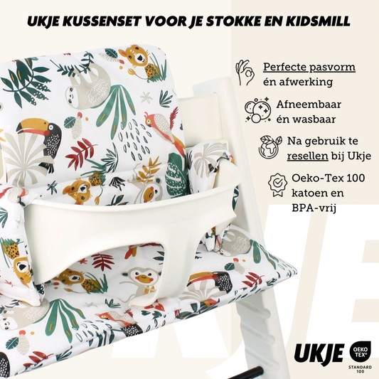 Tripp Trapp Kussen | Wit Aap | Geplastificeerd