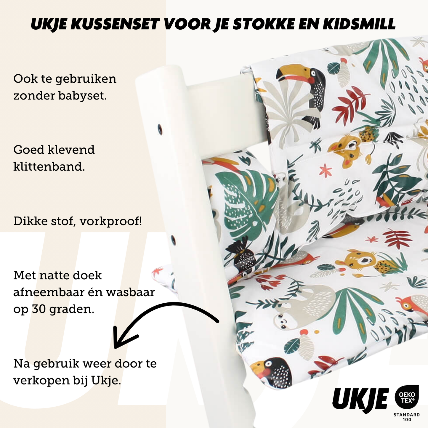 Tripp Trapp Kussen | Wit Aap | Geplastificeerd
