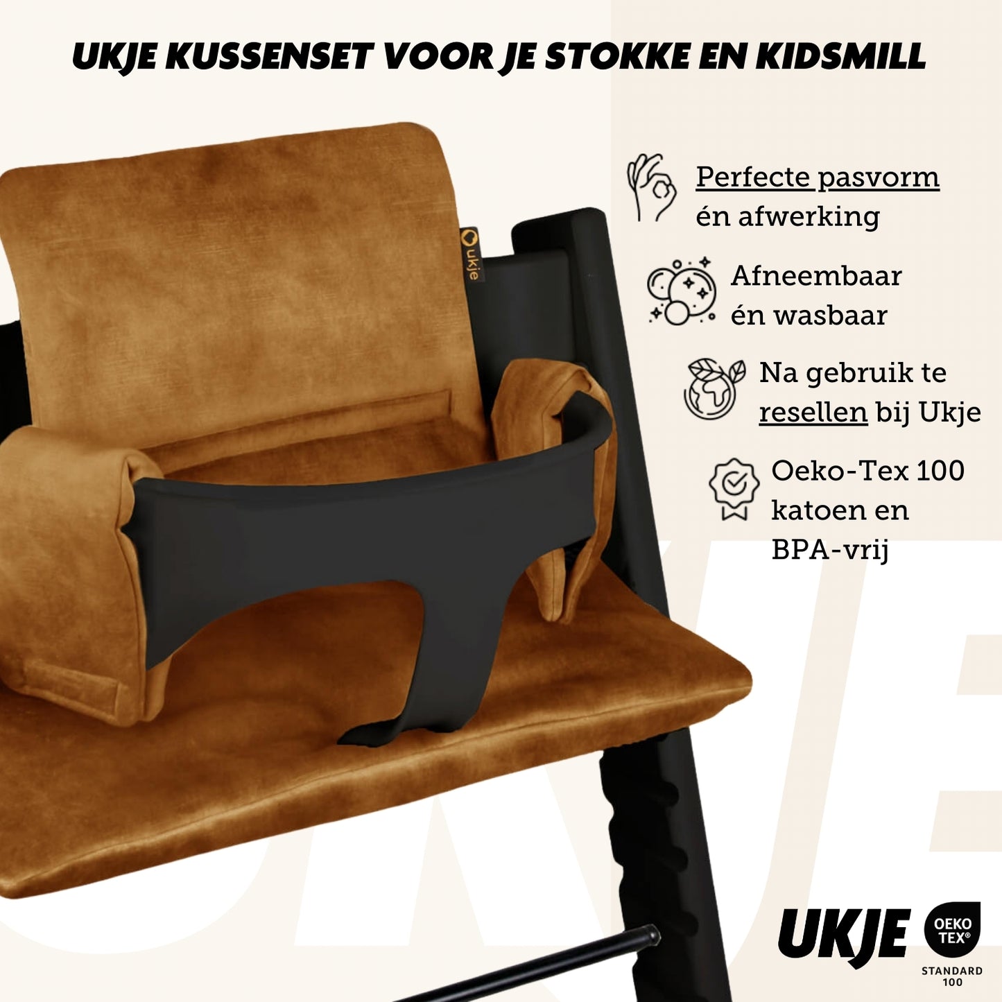 Luxury Tripp Trapp Kussen | Mosterd velvet | Pre-order 30 nov