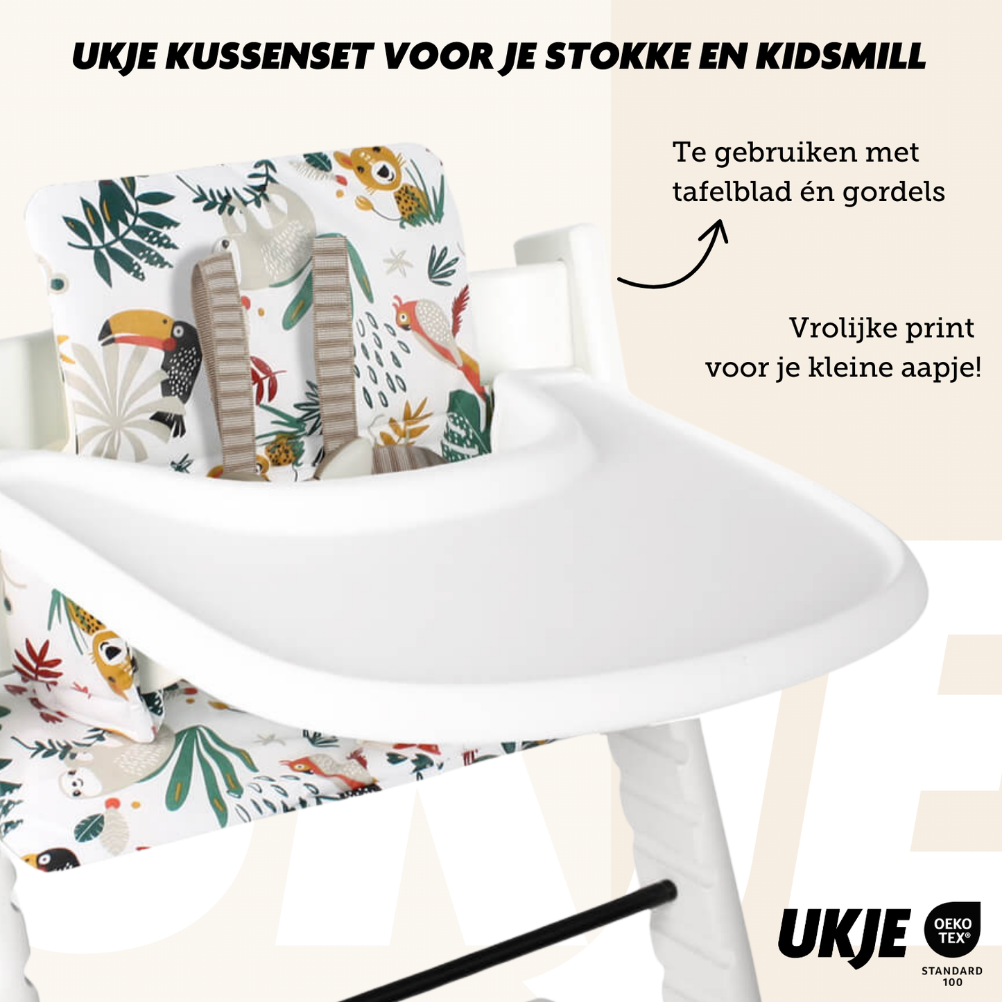 Tripp Trapp Kussen | Wit Aap | Geplastificeerd