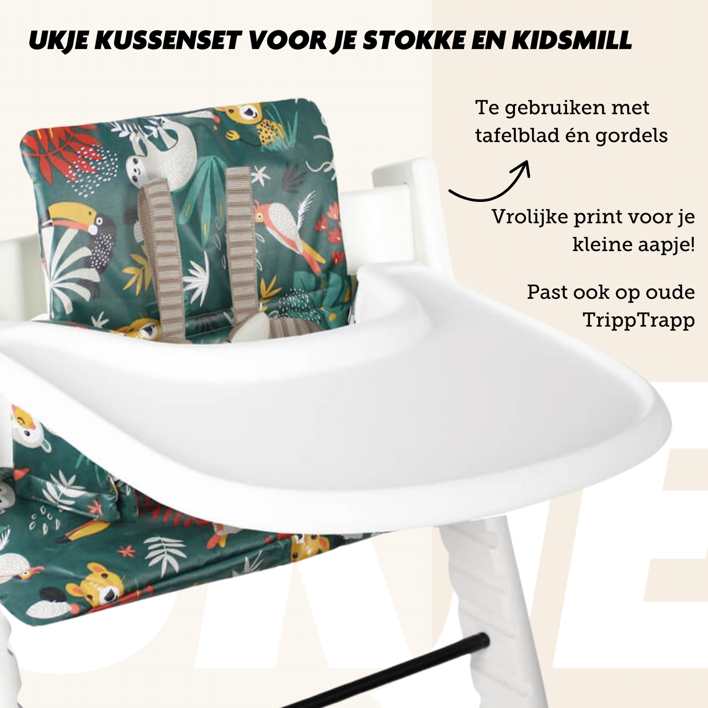 Tripp Trapp Kussen | Groen aap | Geplastificeerd