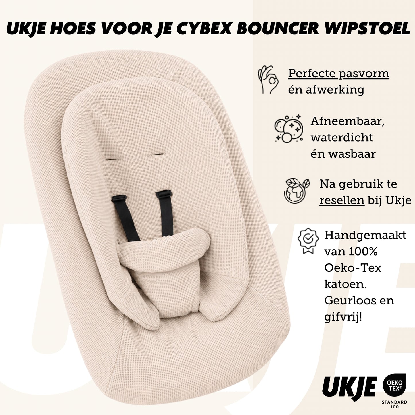 Cybex bouncer hoes | Beige wafeltje | Pre-order 22 juli