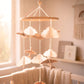 Vilten Baby mobiel Vogeltjes en Wolkjes - Beige