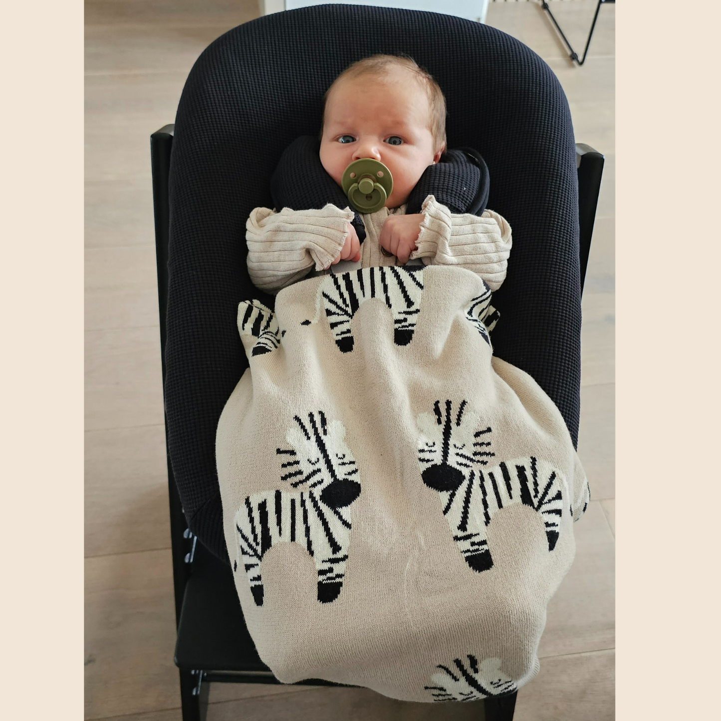 NIEUW | Katoenen Dekentje Baby | Beige zebra