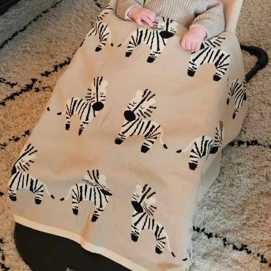 Ukje beige deken met zebra print