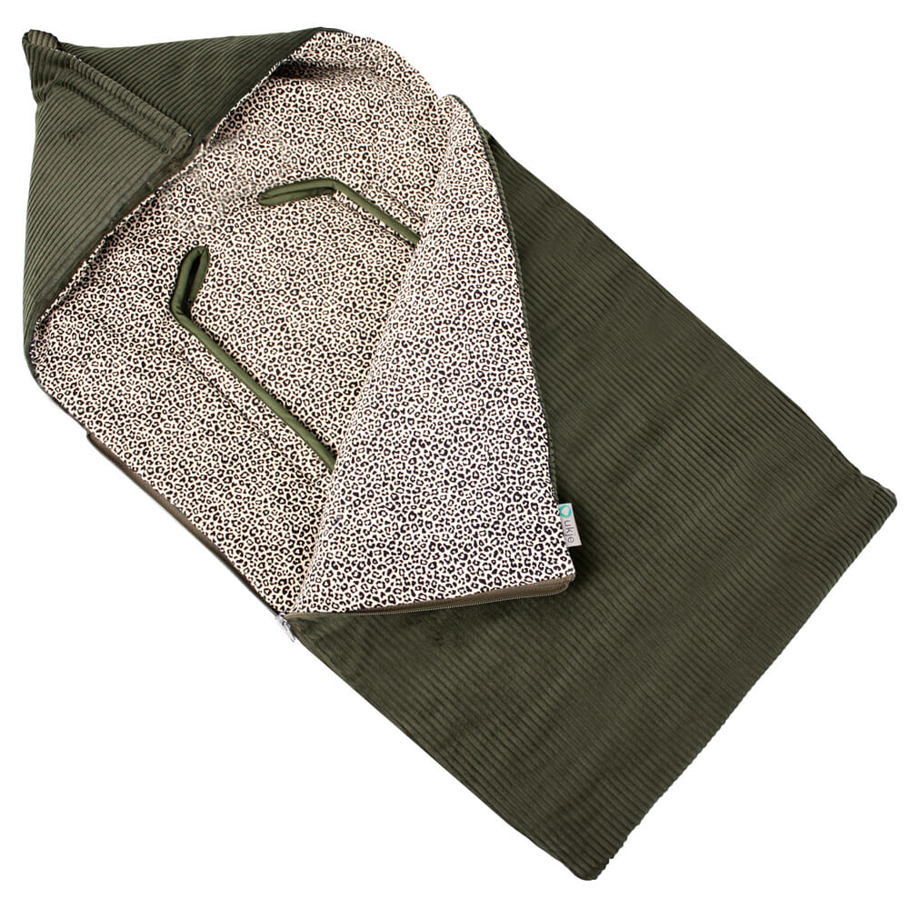Voetenzak baby | Groen rib Zand luipaard | Pre-order