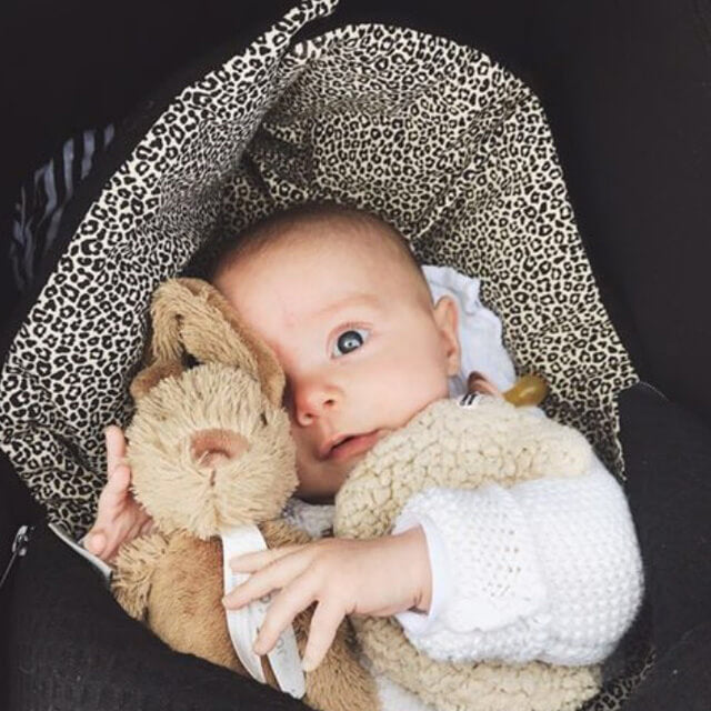 Voetenzak baby | Groen rib Zand luipaard | Pre-order